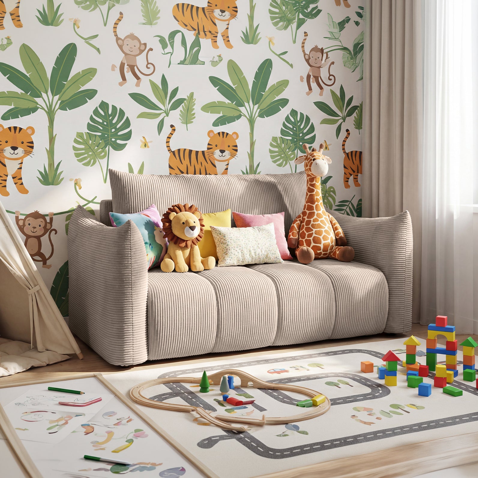 Sofa Flo w tkaninie Poso