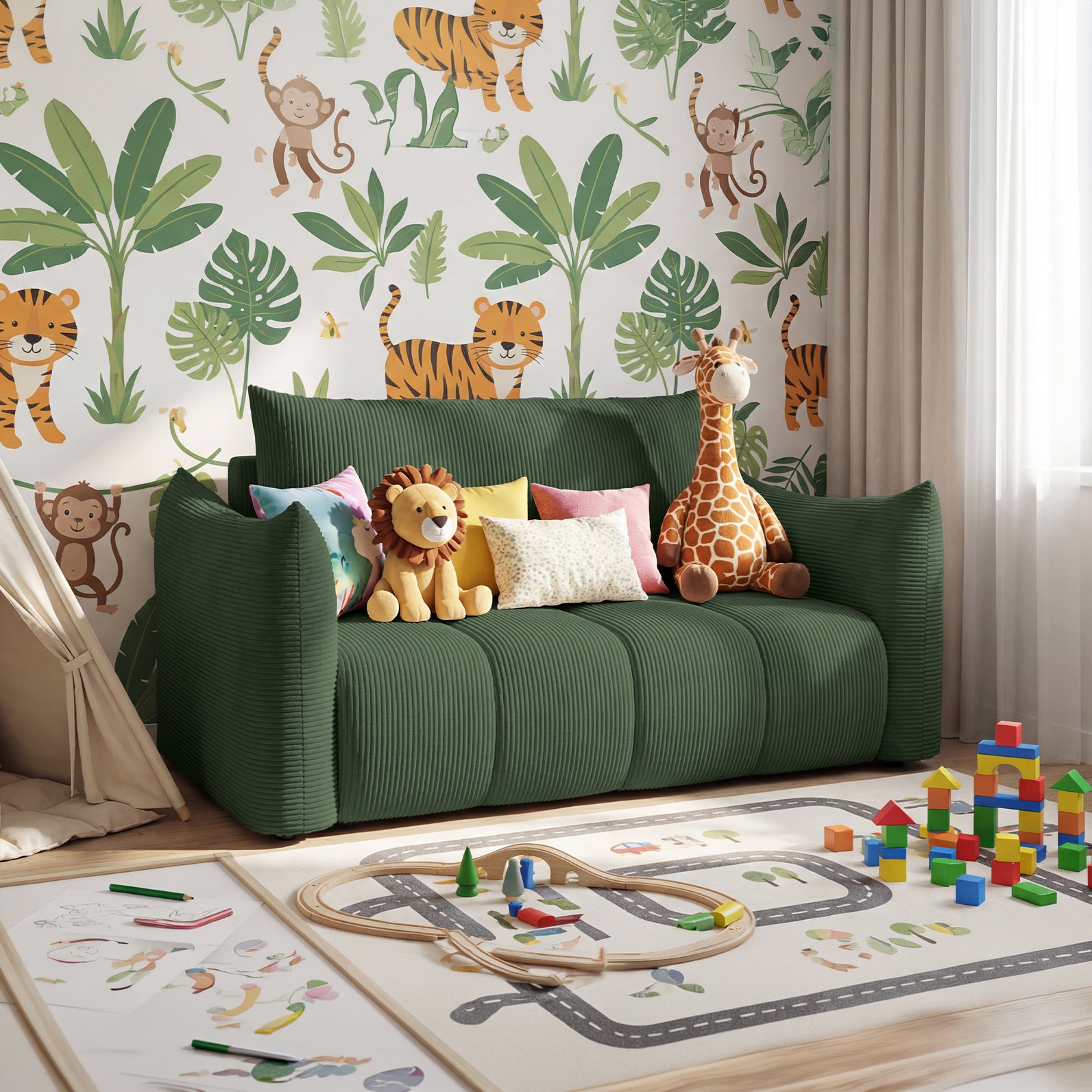 Sofa Flo w tkaninie Poso
