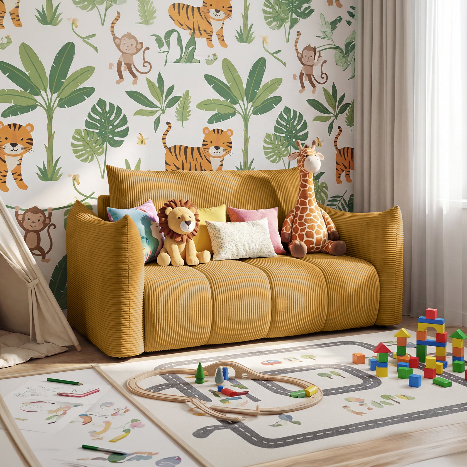 Sofa Flo w tkaninie Poso