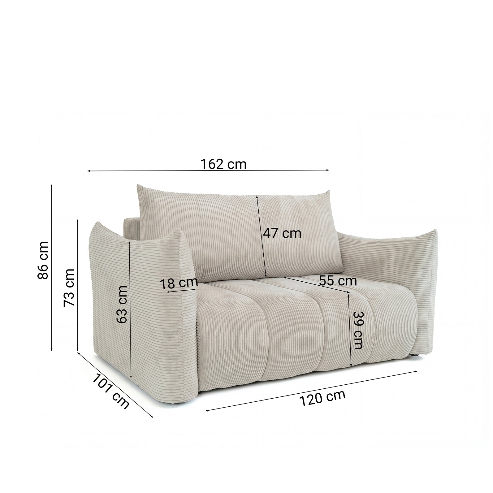 Sofa Flo w tkaninie Poso